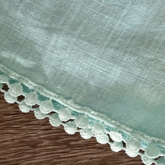 Lost in Lunar Green mint romper shorts tie waist SZ L Linen blend - Picture 4 of 8